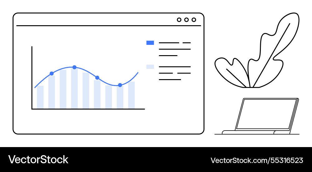 Digital dashboard with line graph and statistics Digital dashboard with line graph and statistics vector image