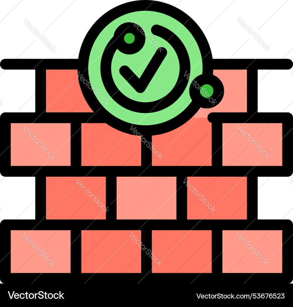 Firewall protecting data with checkmark symbol Firewall protecting data with checkmark symbol vector image