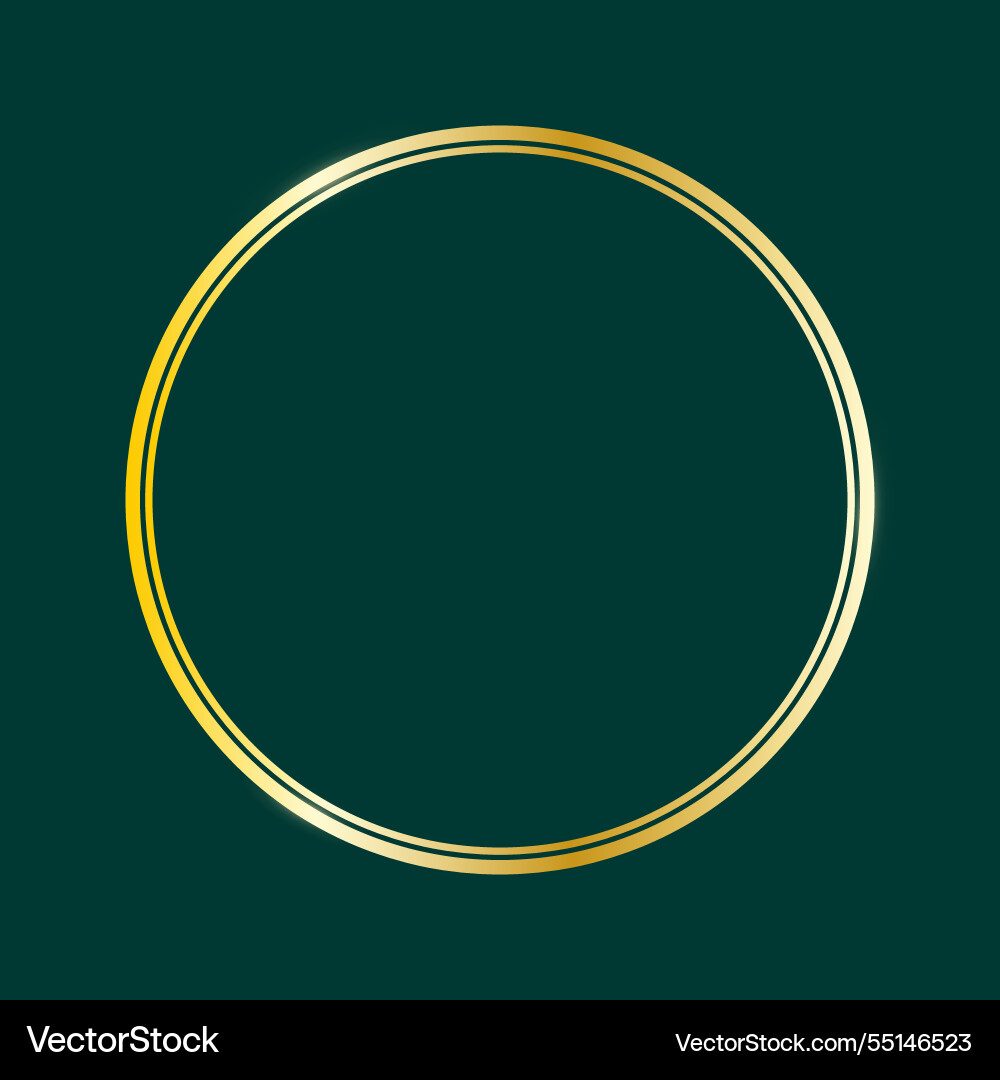 Golden circle frame with glowing effect vector image