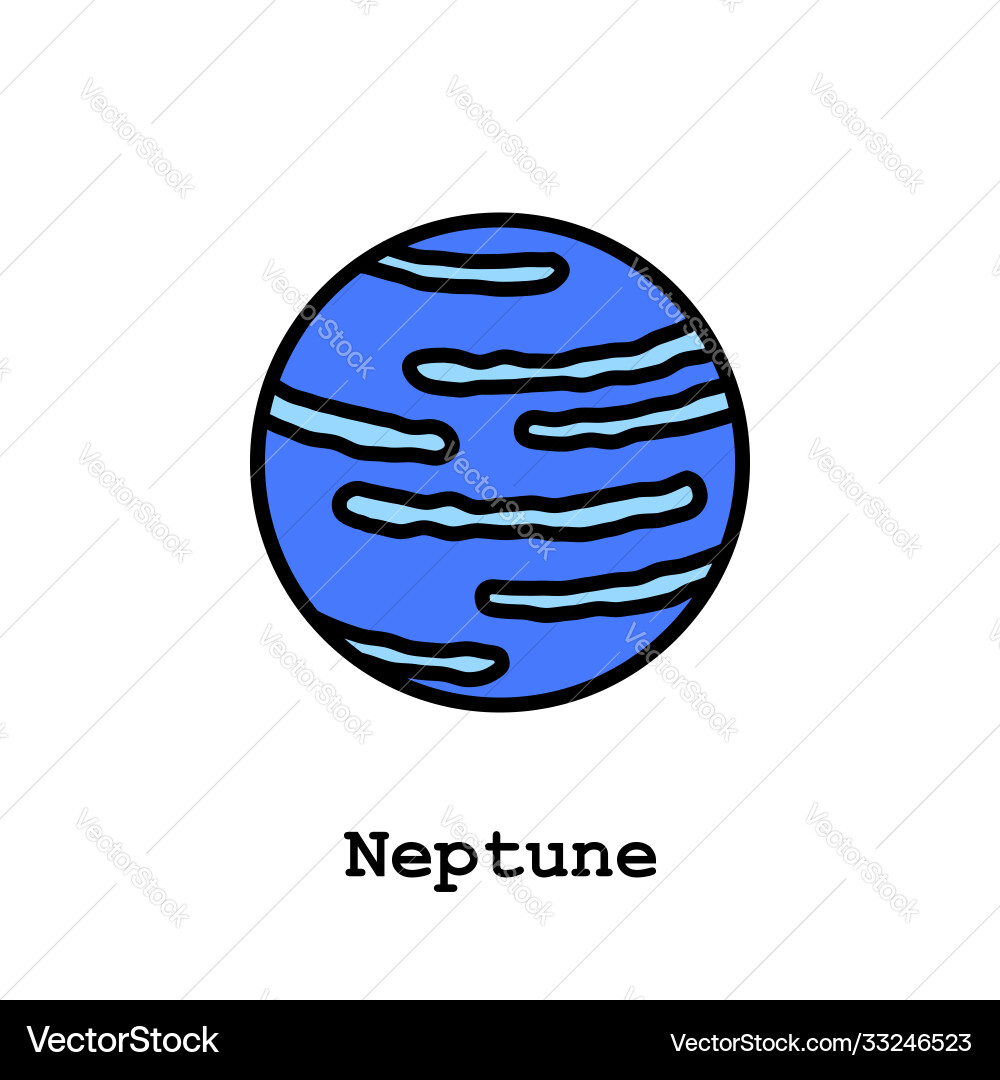 Neptune planet color icon thin line linear Neptune planet color icon thin line linear vector image