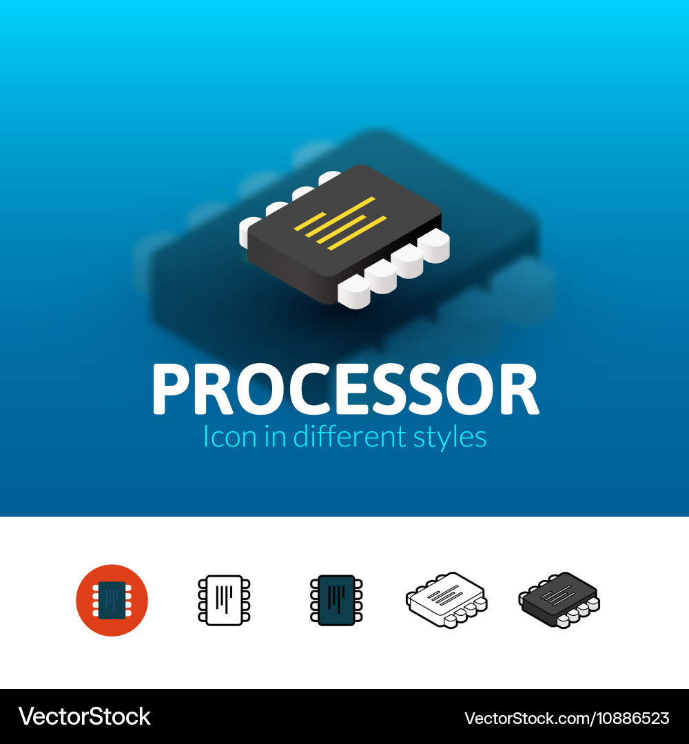Processor icon in different style vector image