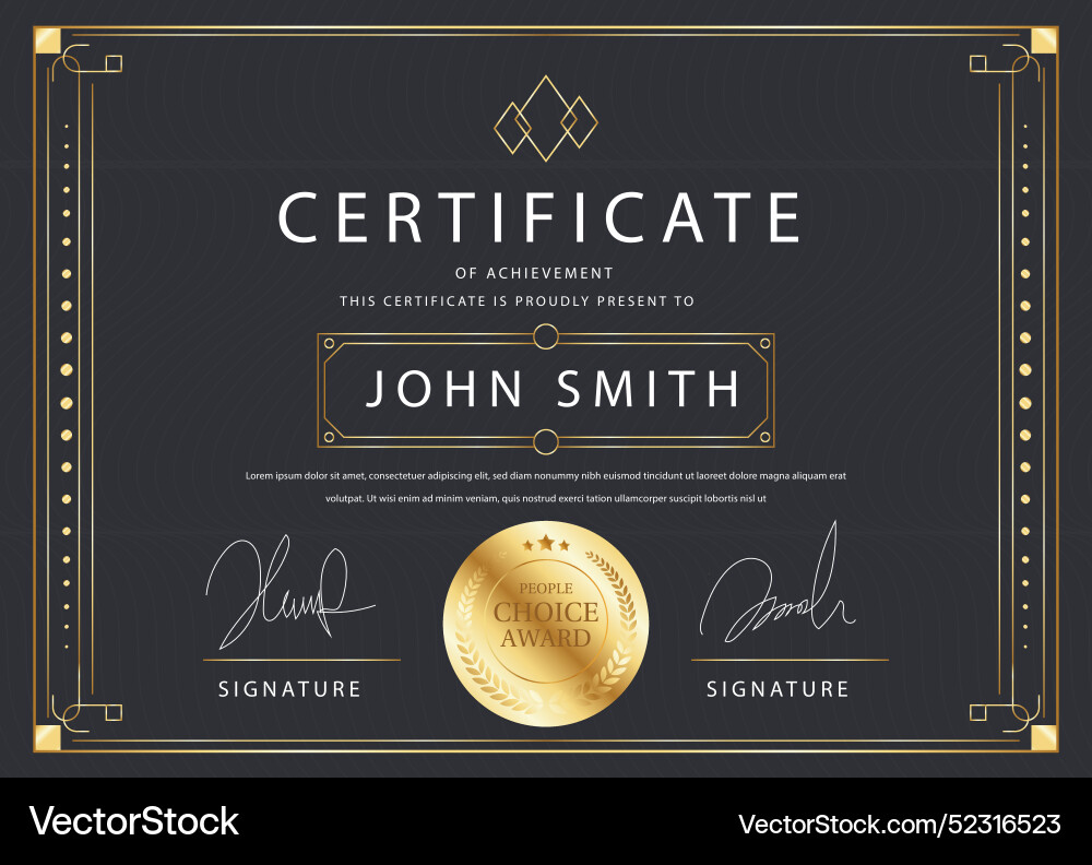 Recognition certificate template design Vector Image