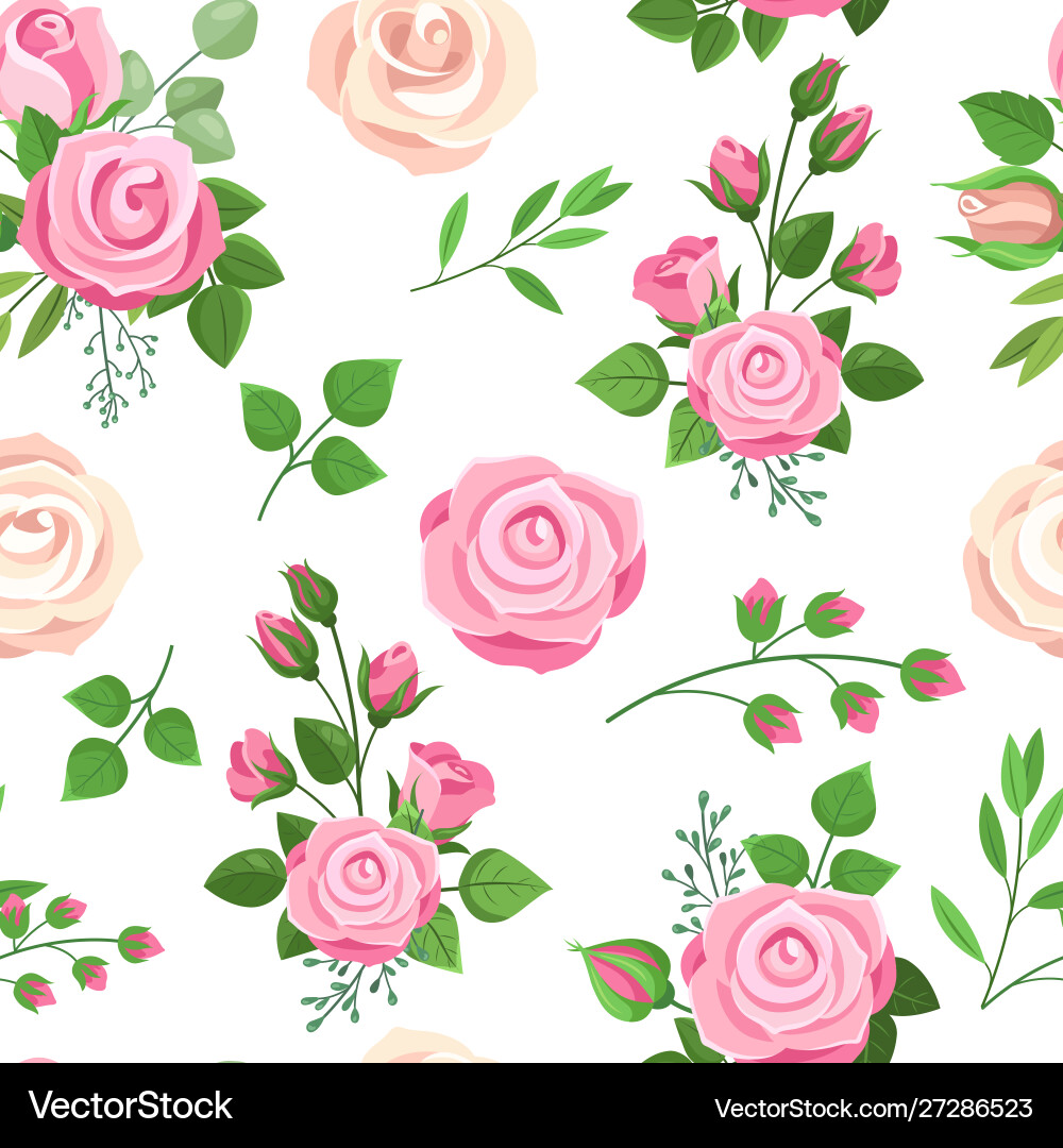 Romantic Rose Seamless Pattern Royalty Free Vector Image