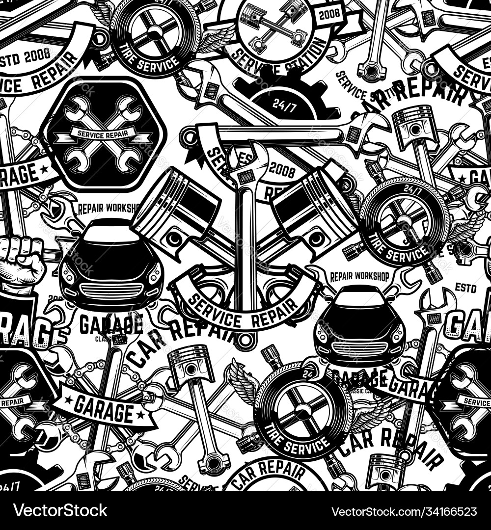 Seamless pattern with auto repair design elements Seamless pattern with auto repair design elements vector image