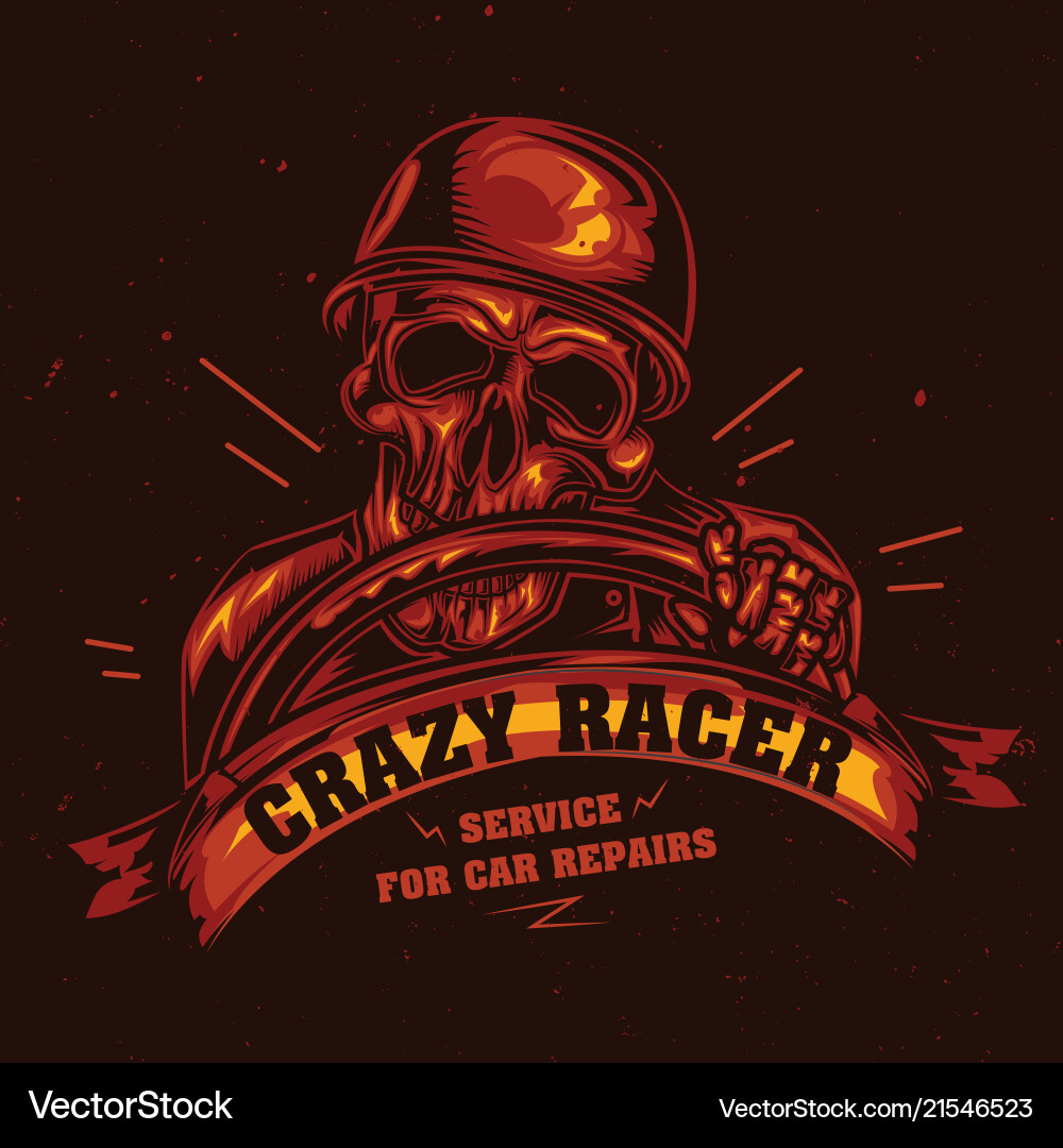 Steering Wheel Skeleton T-Shirt Vector Image