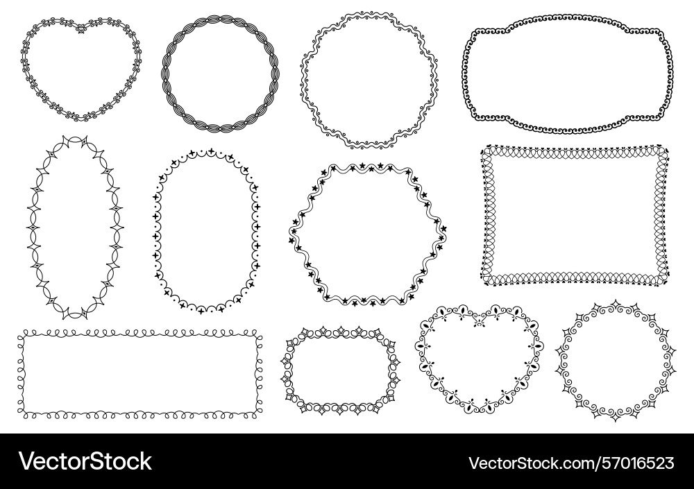 Stitch border decorative frames of different shape