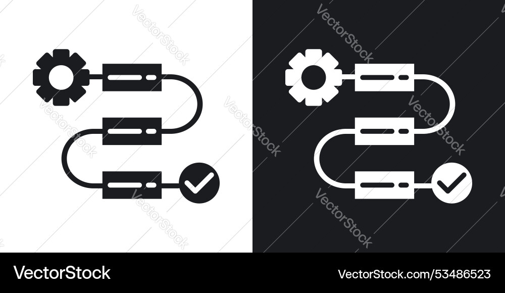 Workflow processline in thin line black color Workflow processline in thin line black color vector image