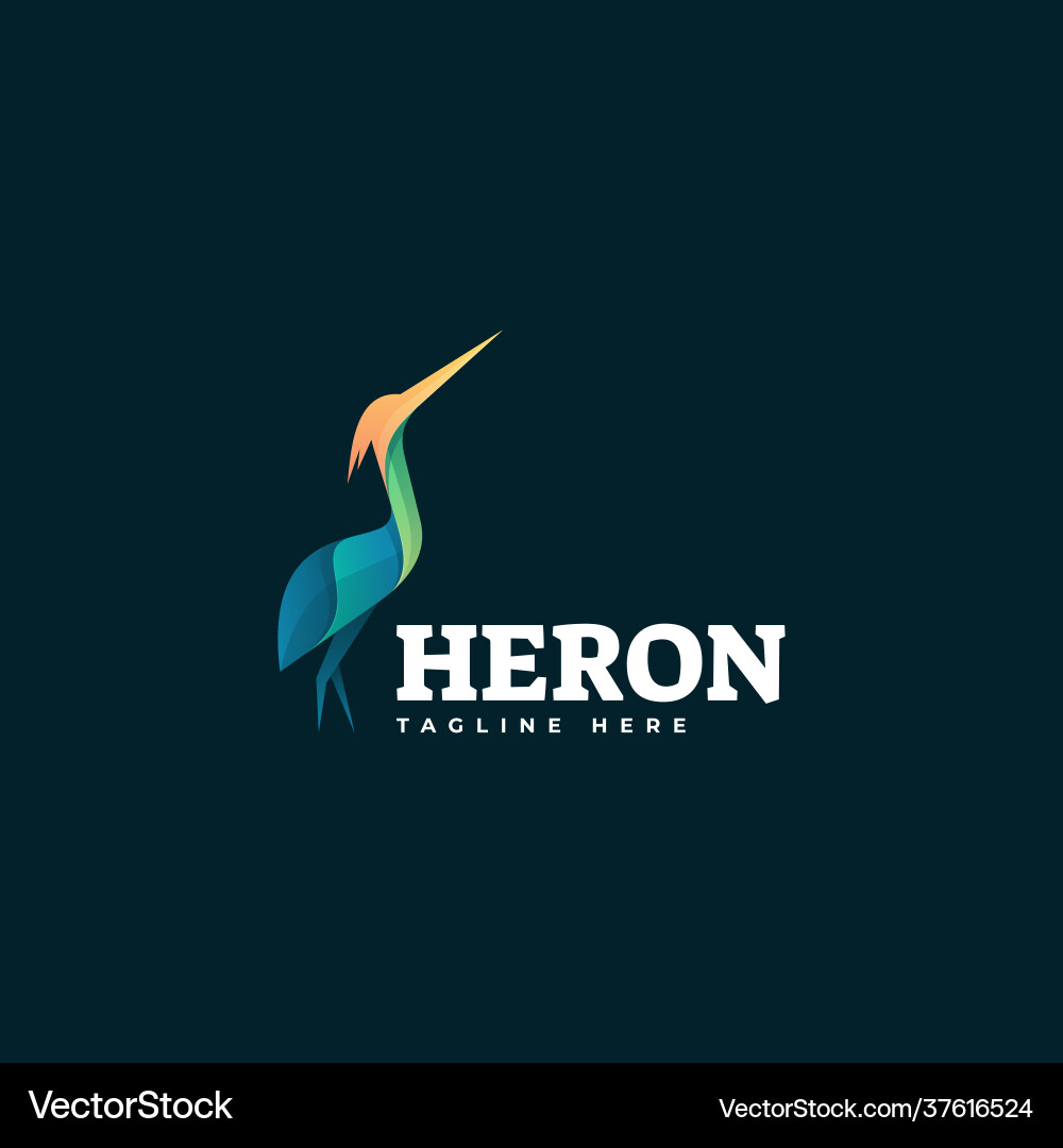 Buntes Heron Logo - Gradienten Stil Vektorbild