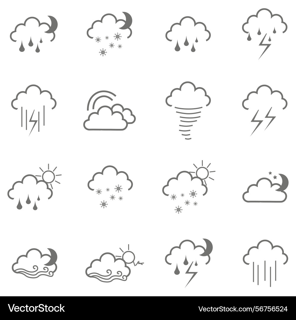 Clouds icons set of in different form Clouds icons set of in different form Vector Image