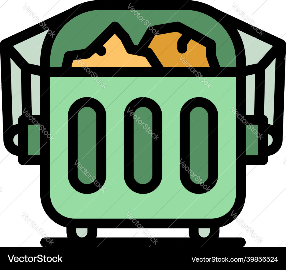 Garbage bin icon color outline Garbage bin icon color outline vector image