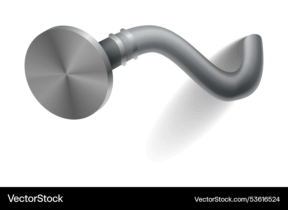 Hammered nail on surface iron steel or silver Hammered nail on surface iron steel or silver vector image