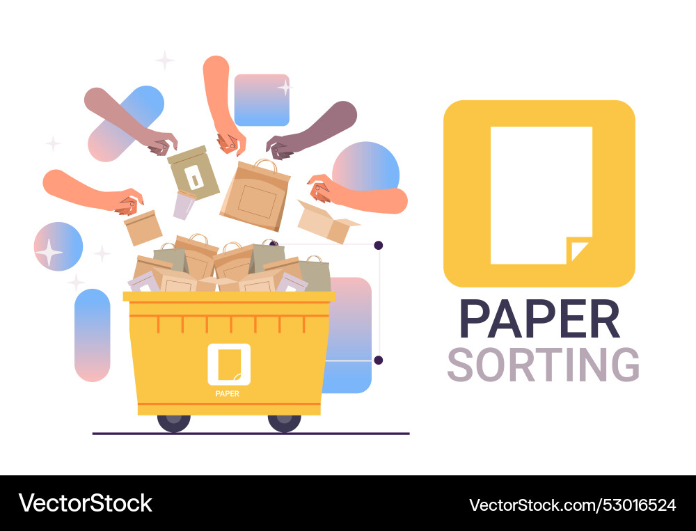 Paper sorting hands placing items Paper sorting hands placing items vector image