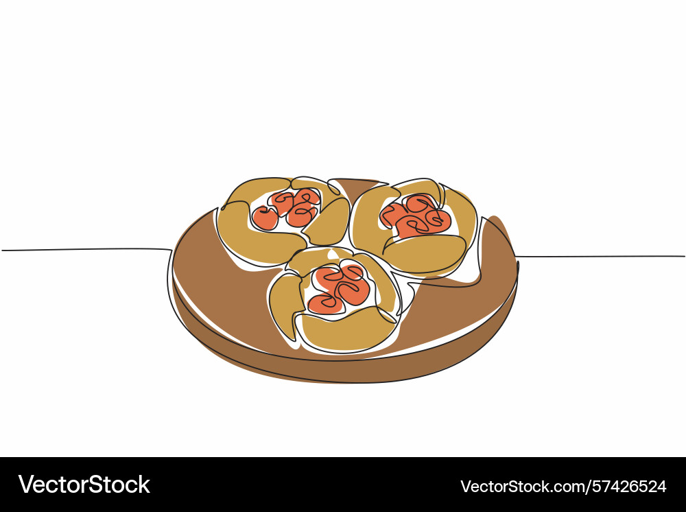 Single one line drawing 3 raspberry popovers Single one line drawing 3 raspberry popovers Vector Image