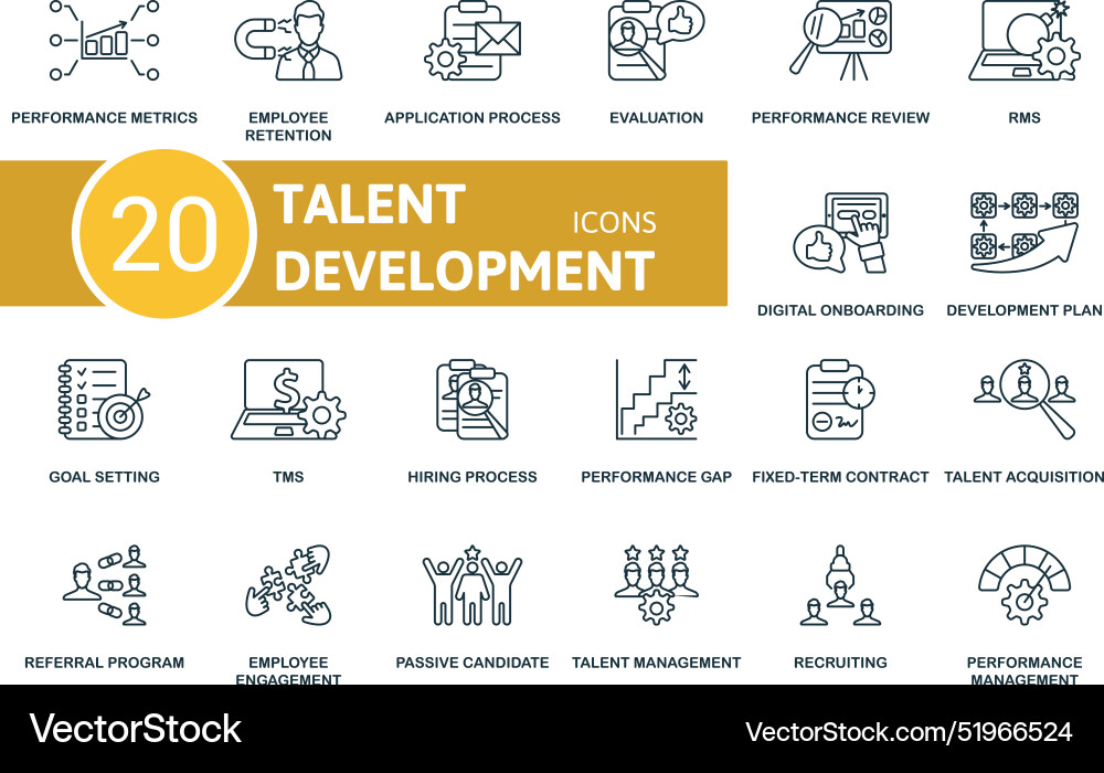 Talent development thin line icon set performance Talent development thin line icon set performance Vector Image
