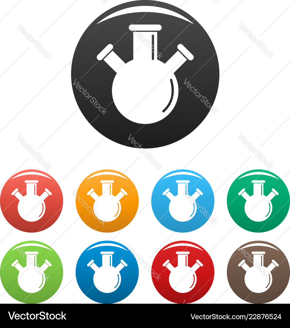 Triple flask icons set color Triple flask icons set color vector image