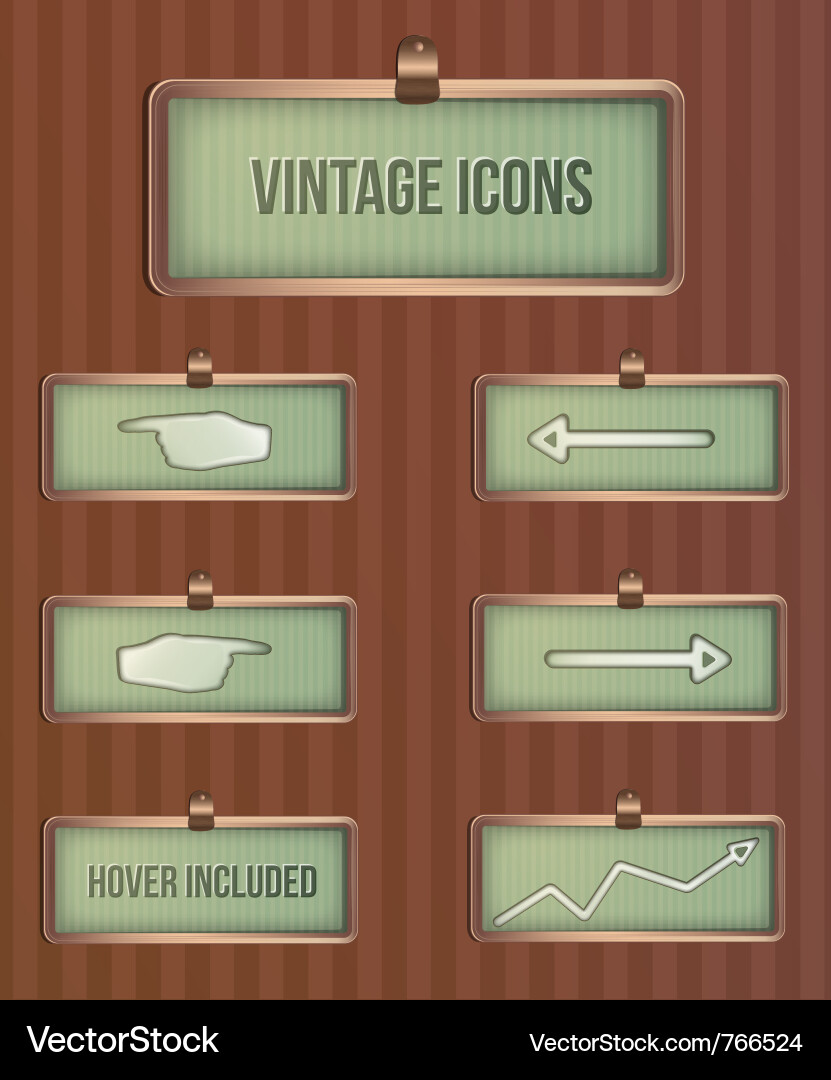 Vintage rectangular icons Royalty Free Vector Image