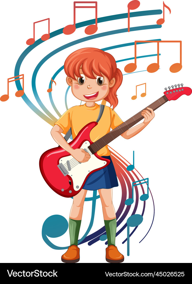 A girl playing guitar cartoon A girl playing guitar cartoon vector image