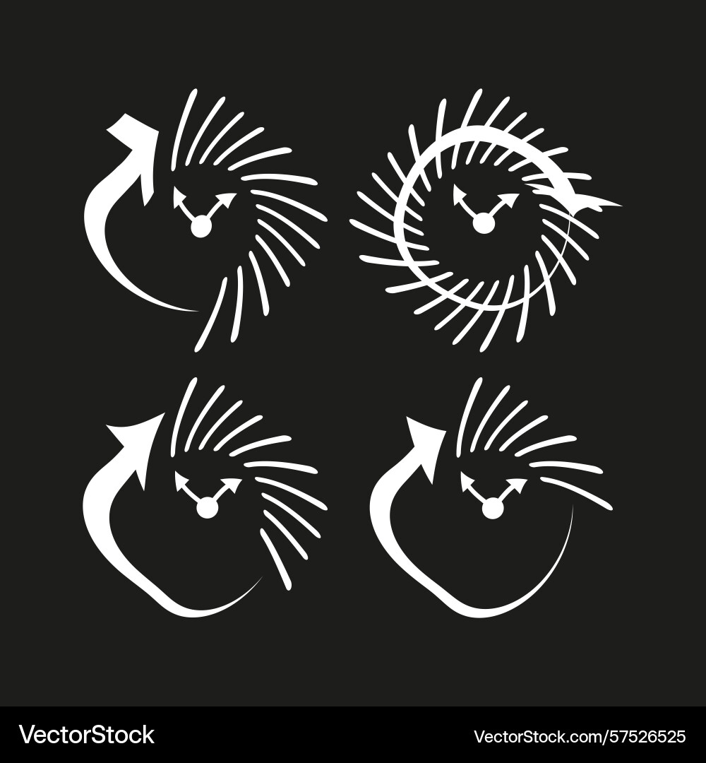 Cycle arrow icons clock rotation set dark Cycle arrow icons clock rotation set dark vector image