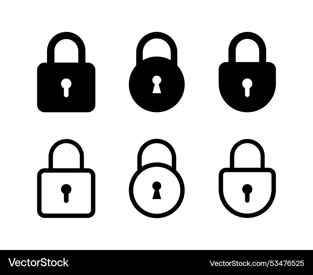 Lock icon set and padlock or security symbol Lock icon set and padlock or security symbol vector image