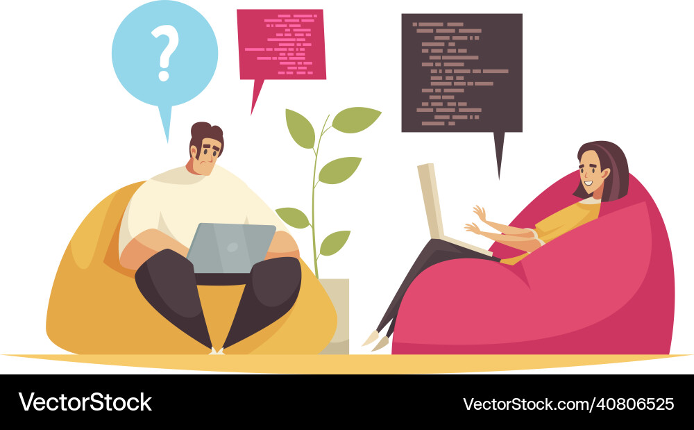 Lounge programming doodle composition Lounge programming doodle composition Vector Image