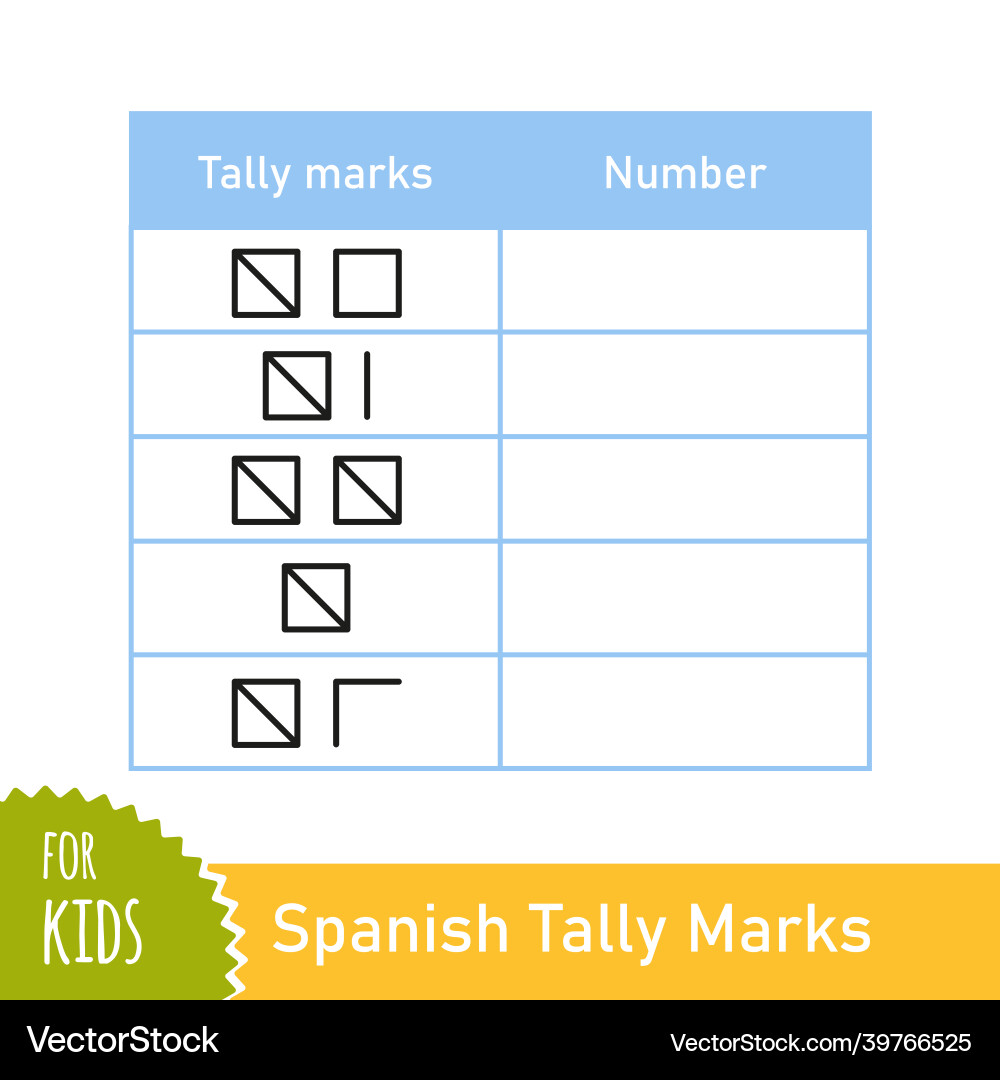 Math task with spanish tally marks counting game Math task with spanish tally marks counting game vector image