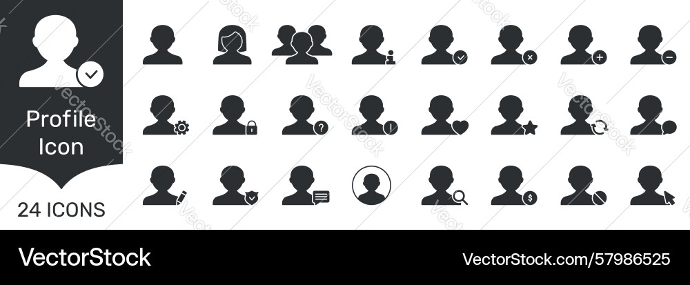 Profile management and user interaction solid icon Vector Image