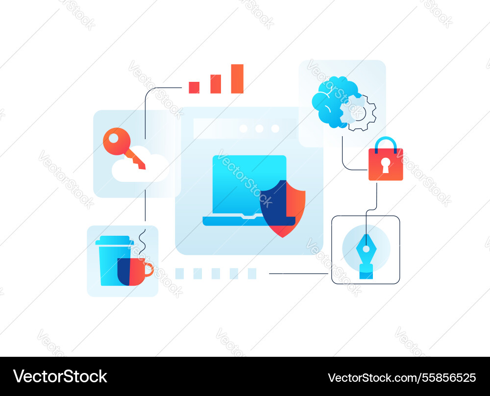Project development and data - flat design style Project development and data - flat design style Vector Image