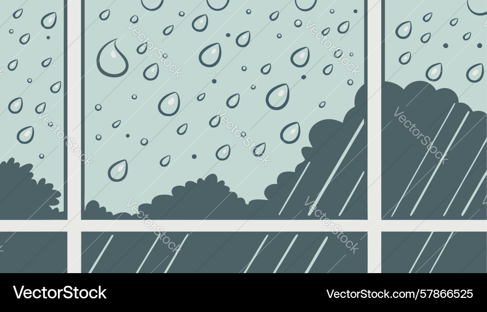 Raindrops on window with glimpse of tree design Vector Image