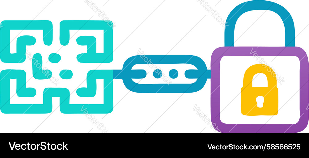 Secure QR Code Linkage Vector Image