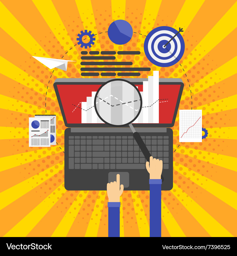 Seo optimization programming and web analytics vector image