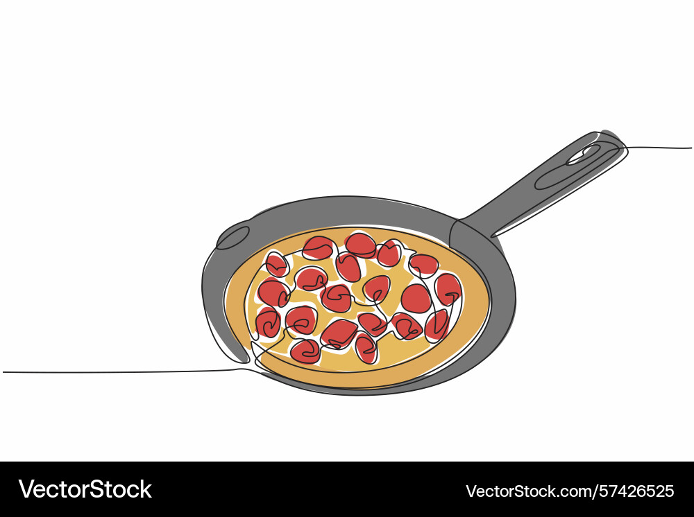 Single continuous line drawing raspberry popover Single continuous line drawing raspberry popover vector image