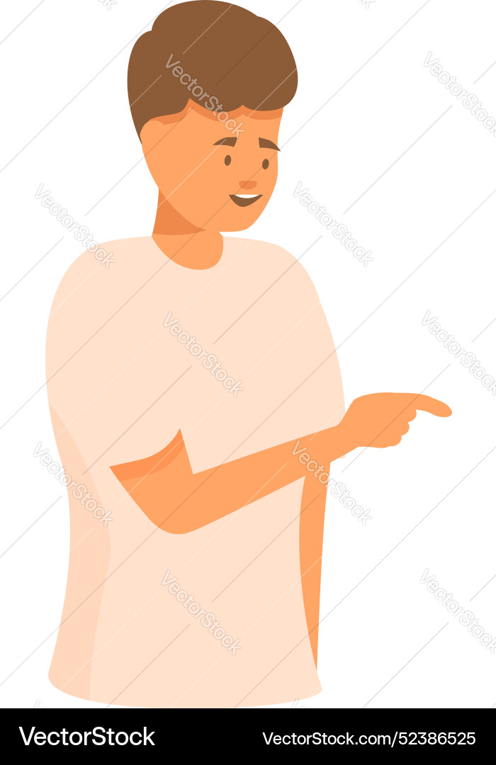 Smiling young man pointing aside while explaining Smiling young man pointing aside while explaining Vector Image