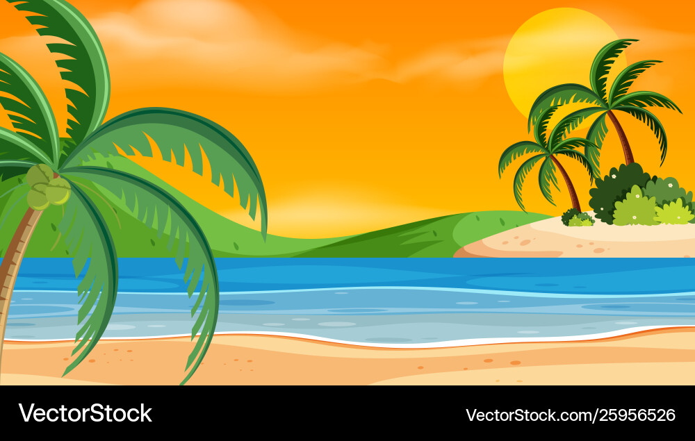 A beach sunset scene Royalty Free Vector Image