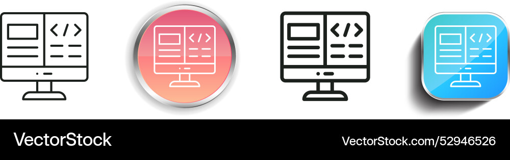 Coding icon thin linear regular and button style vector image