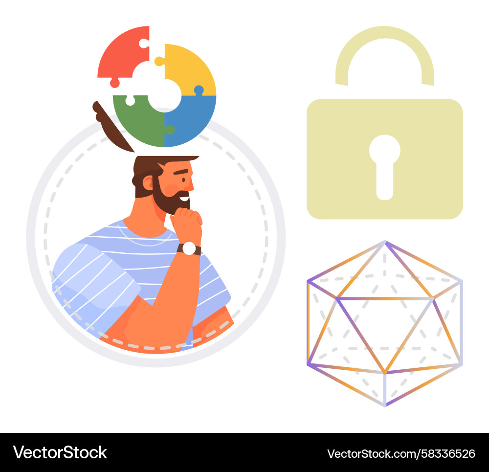 Puzzle Brain: Problem Solving & Innovation Vector Image