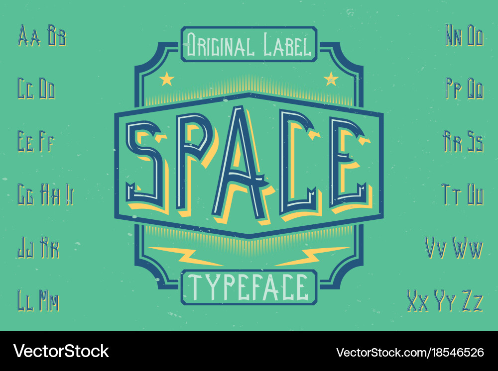 Retro Label Typeface - Space Vector Image