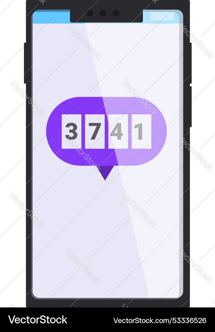 Smartphone showing verification code on screen Smartphone showing verification code on screen vector image