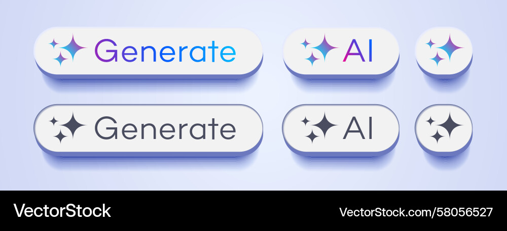 AI Button Set - Neumorphic Style Vector Image