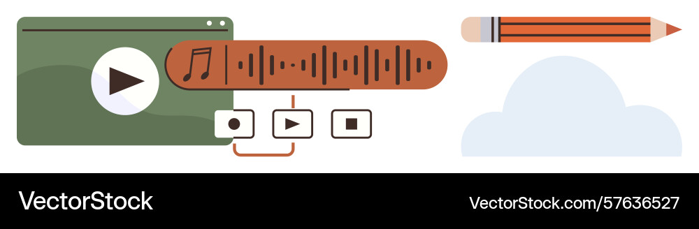 Audio and video tool interface with cloud storage Audio and video tool interface with cloud storage Vector Image