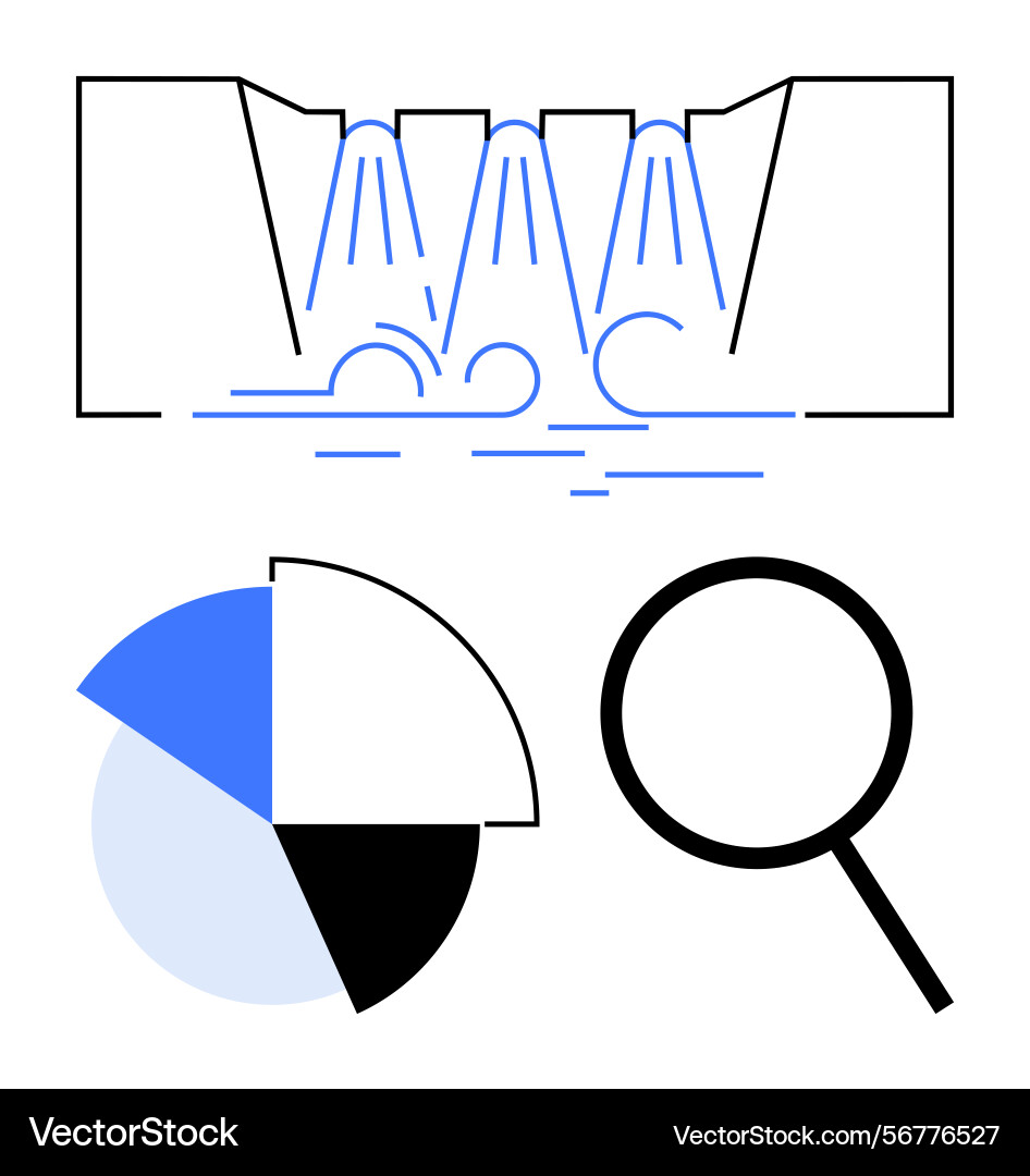 Data flow visualization with bar graph pie chart Data flow visualization with bar graph pie chart vector image