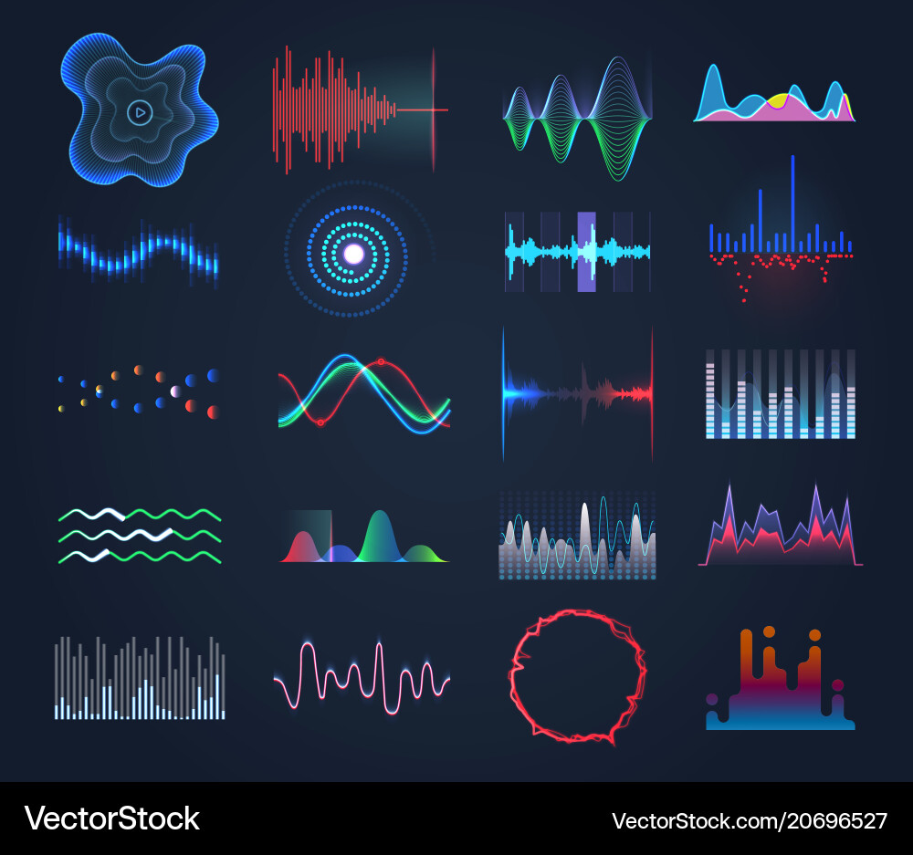 Futuristic Sound Equalizer Waveforms vector image