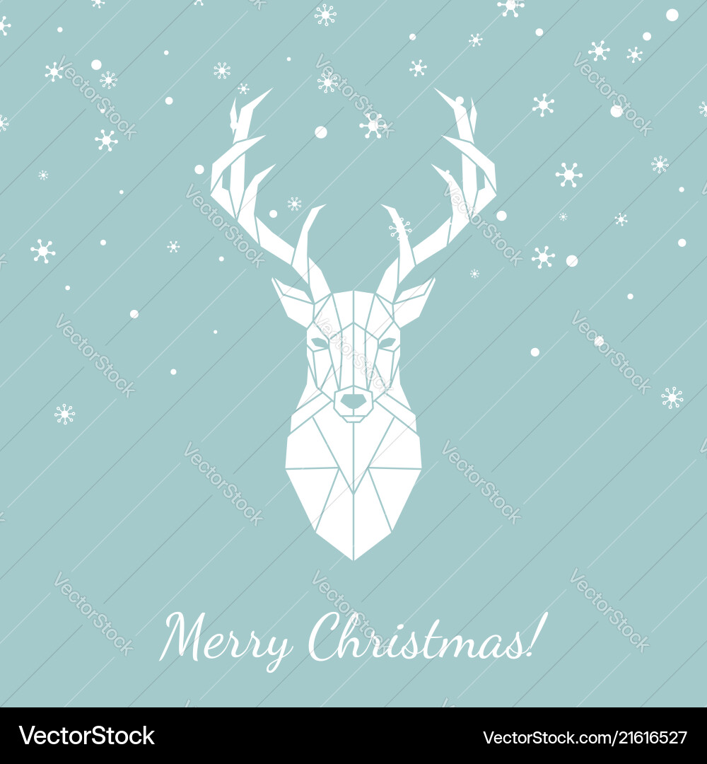 Geometric head of a wild deer merry christmas vector image