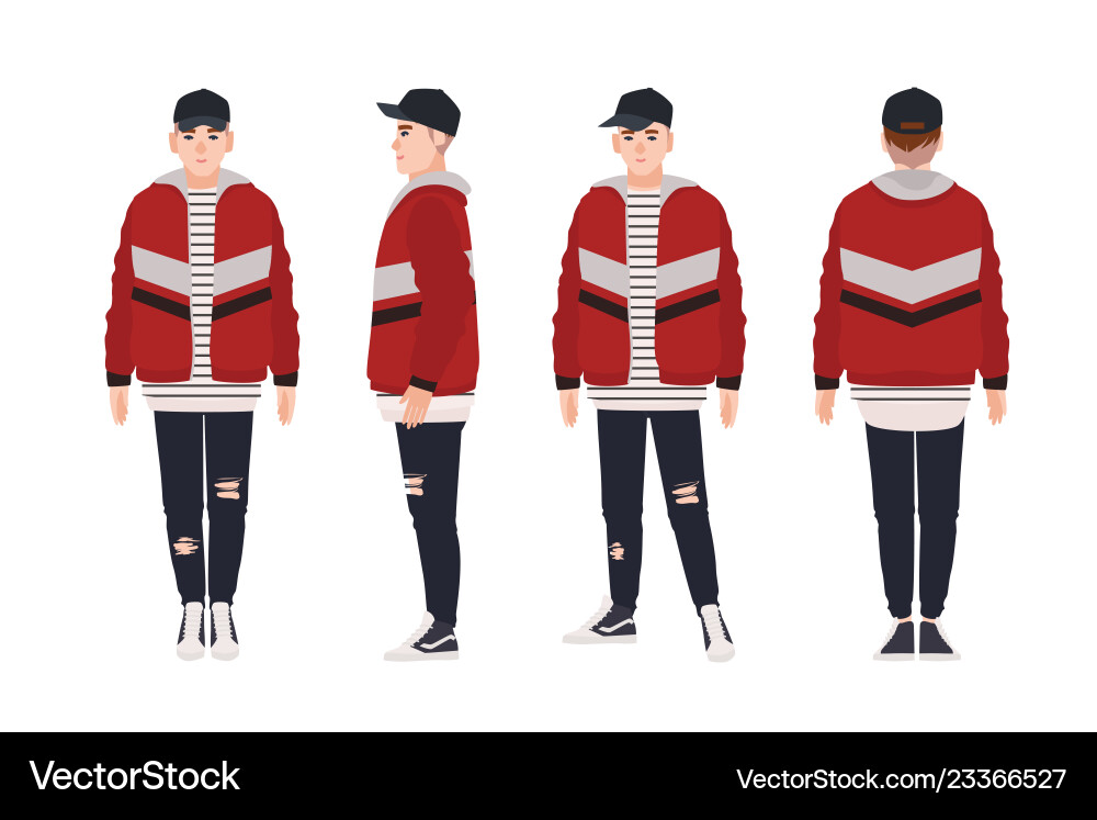 Junge Mann tragen Bomberjacke und Mütze Teenager Junge Mann tragen Bomberjacke und Mütze Teenager vektorbild