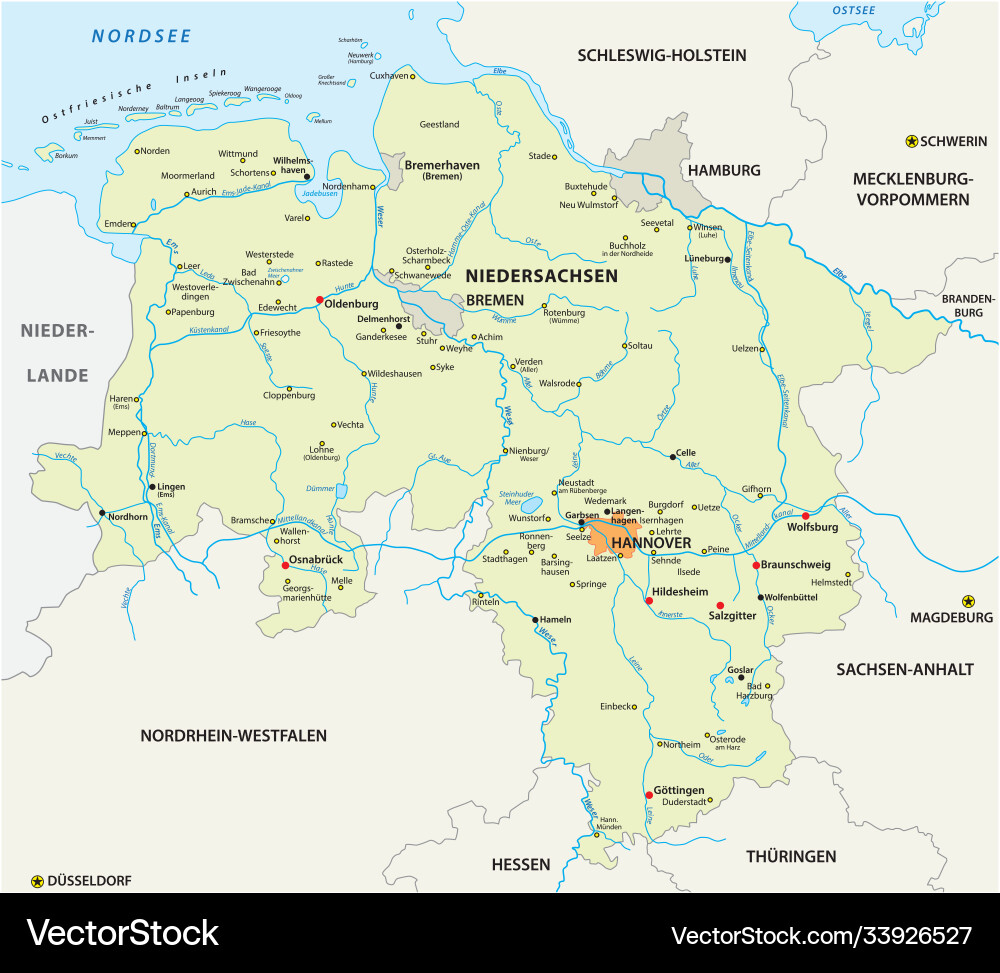 Map state lower saxony germany Map state lower saxony germany vector image