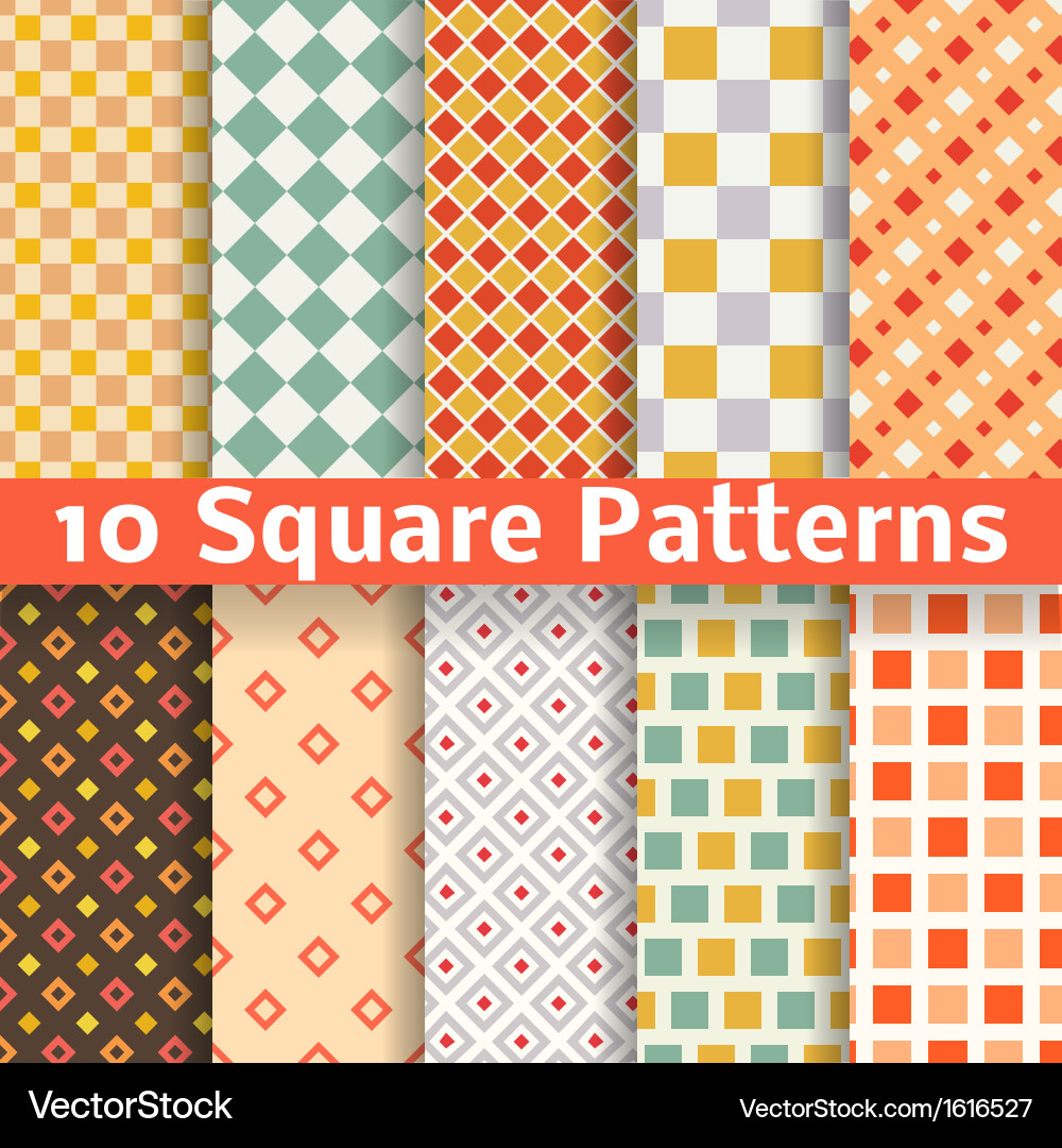Ten Square Pattern Tile Set vector image