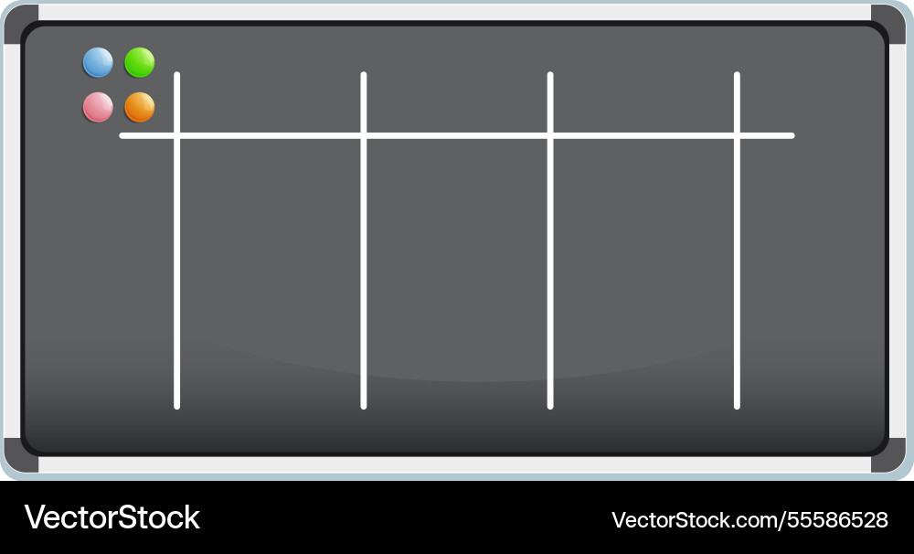 A whiteboard with grid lines and colorful markers Vector Image