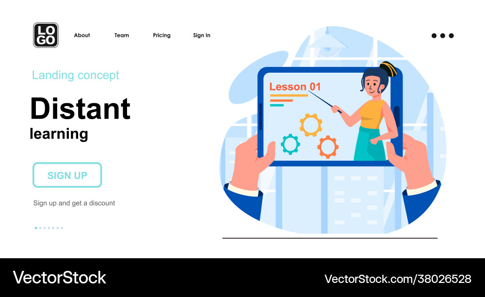 Distant learning web concept e-learning vector image