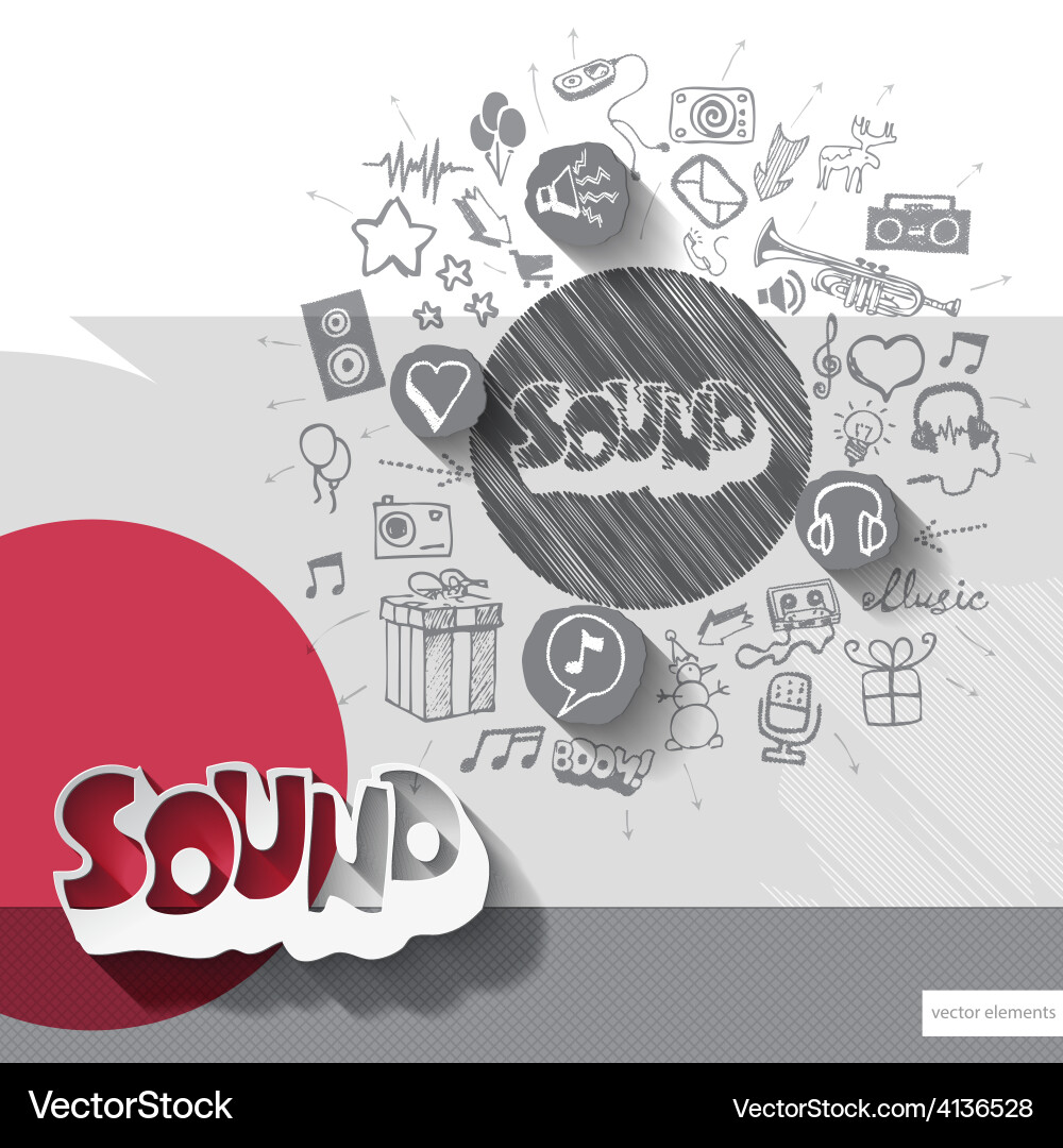 Hand drawn sound icons with background Vector Image