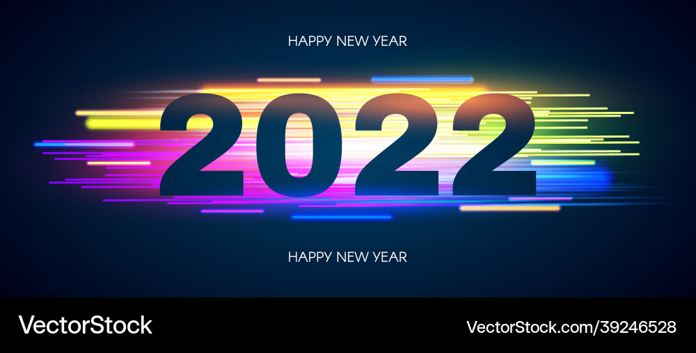 Happy new 2022 year elegant text with light vector image