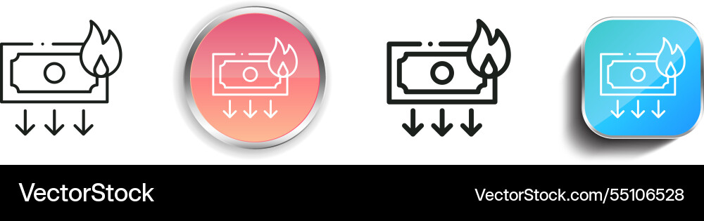 Inflation icon thin linear regular and button vector image